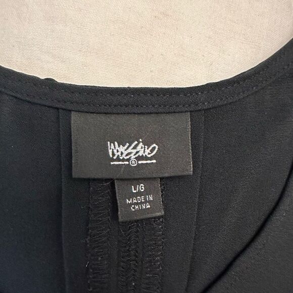 Mossimo V-neck Cap Sleeve Asymmetric Hi-low Hem Shift Mini Dress Black Large - Picture 4 of 4